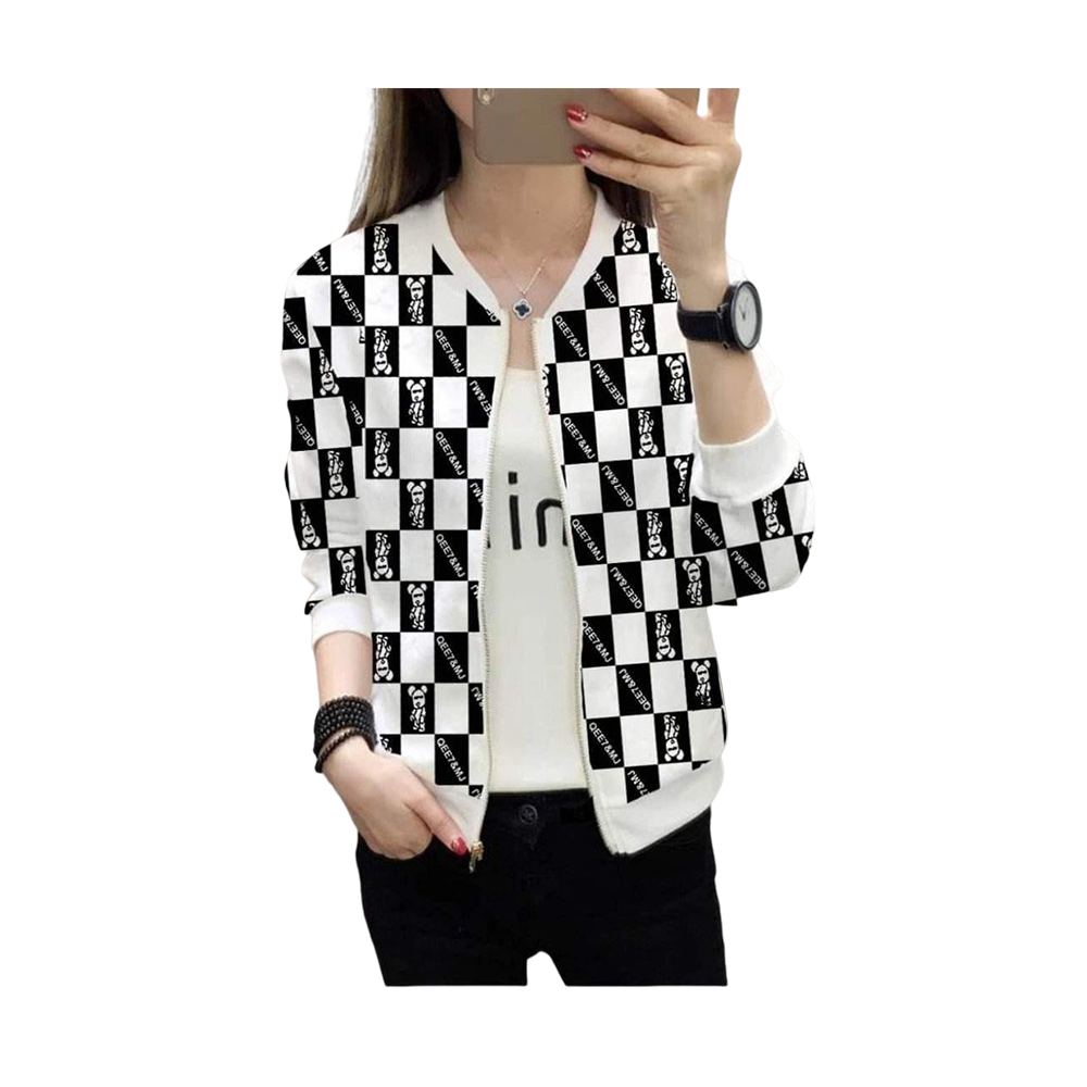 Cotton Jacket For Women - Black And White - HL-11