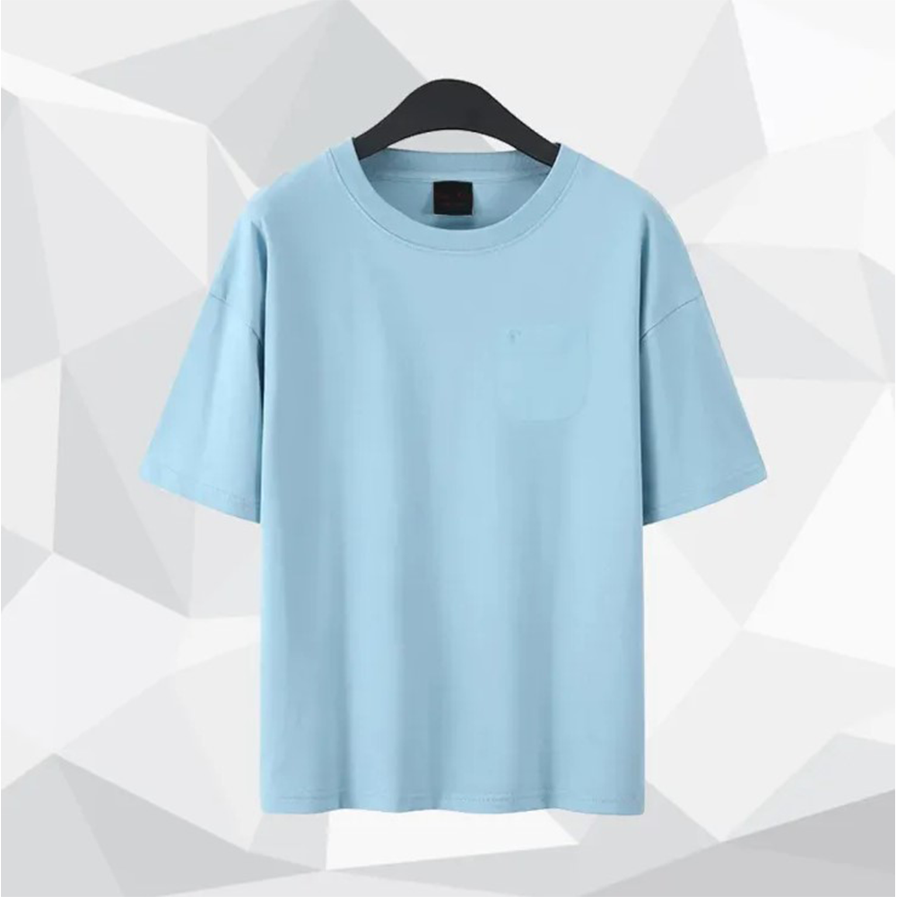 Cotton T-shirt with Pocket for Men - Sky Blue
