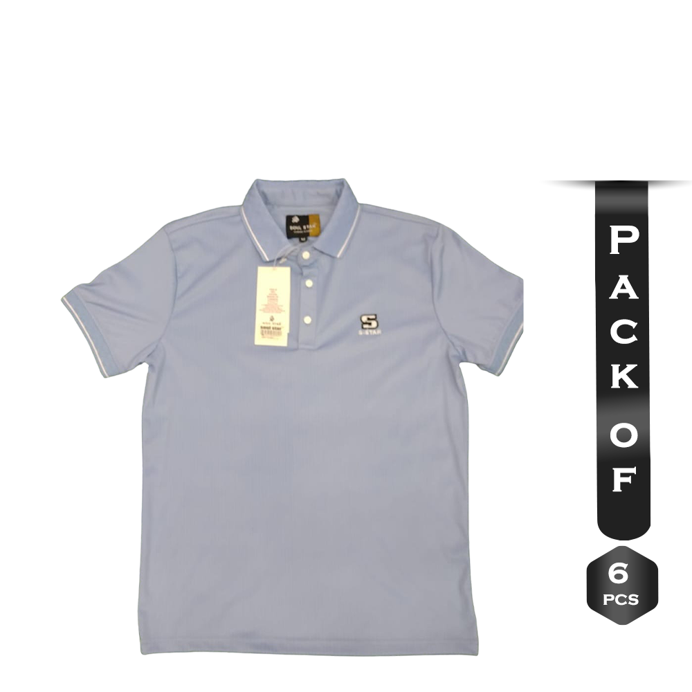 Pack Of 6 Pcs Cotton Polo For Men - Sky Blue