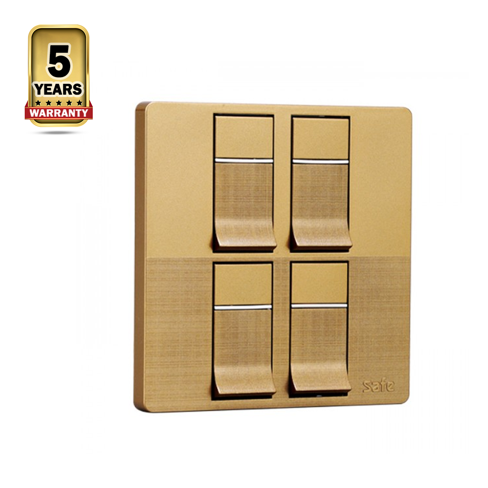 Walton Luxury 4 Gang 1 Way Switch - Golden