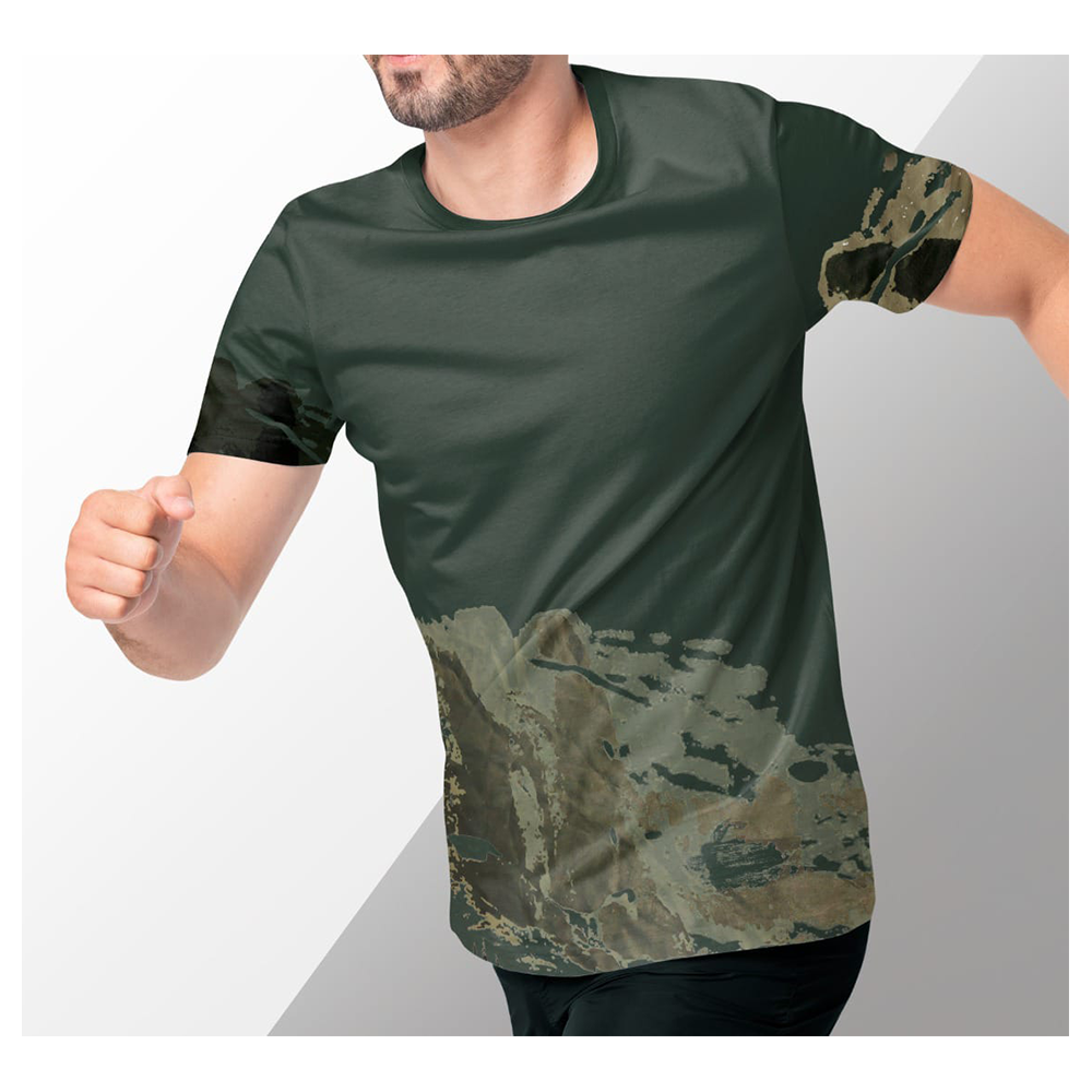 Cotton Half Sleeve Casual T-Shirt For Men - Green - FS14