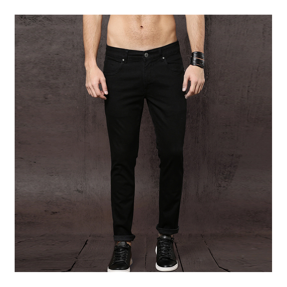 Cotton Semi Stretch Denim Jeans Pant For Men - Deep Black - NZ-13100