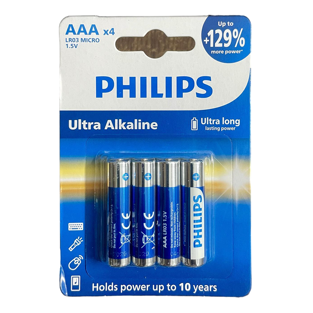 Pack Of 4Pcs Philips LR6E4B-70 Ultra Alkaline Battery - Blue