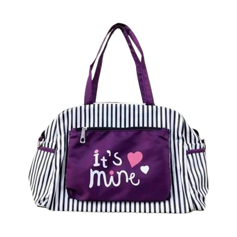 Nylon and Polyester Hand Bag For Women - White and Purple