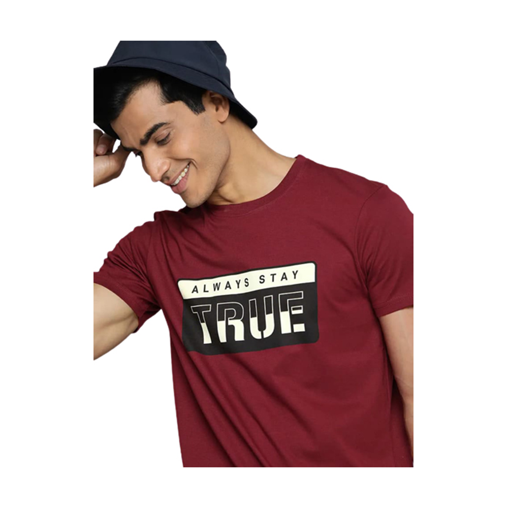 Cotton Half Sleeve T-Shirt for Men - Maroon - TS-38