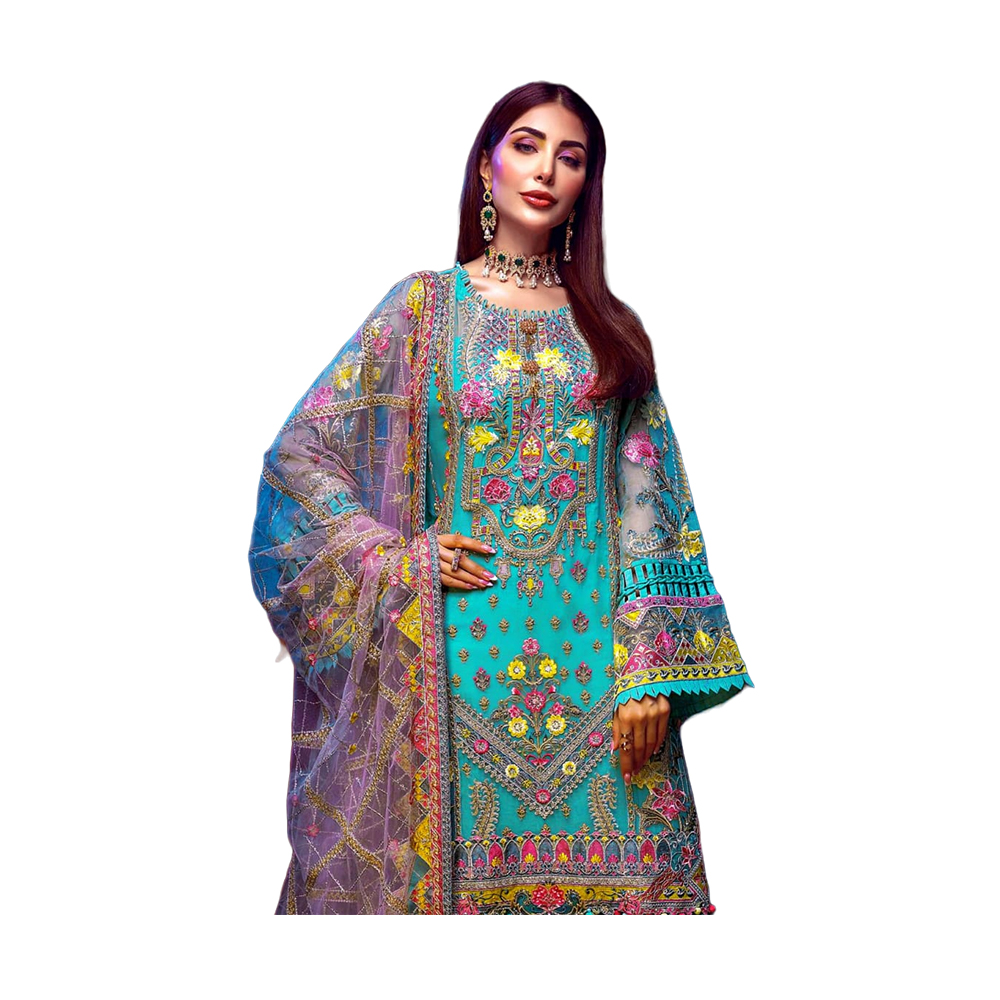 Three Pcs For Women Georgette and Butter Silk - Multicolor