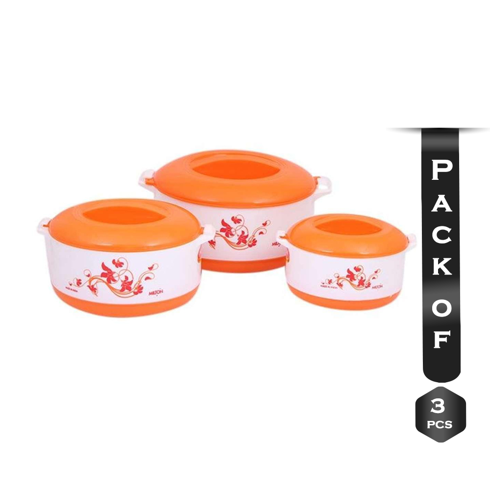 Pack of 3 Pcs Milton Hot Pot Set - White and Orange