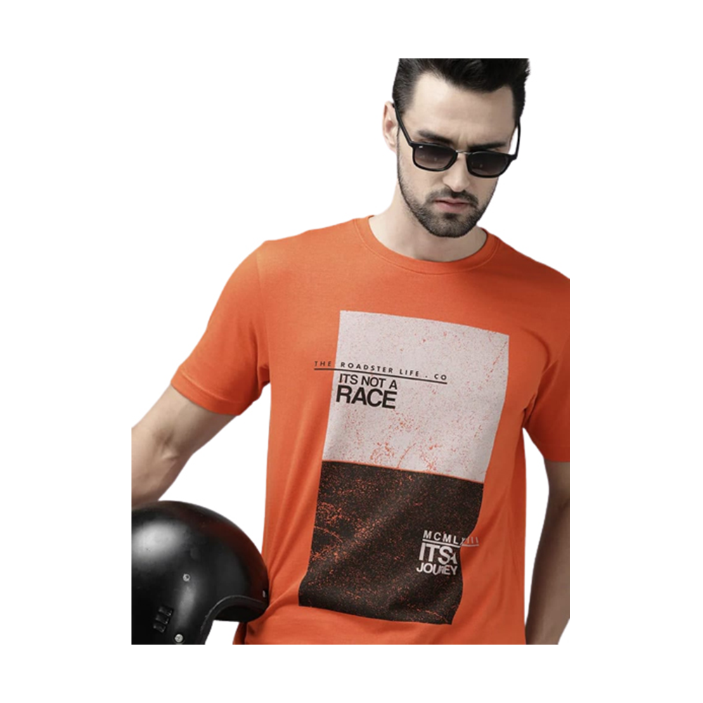 Cotton Half Sleeve T-Shirt for Men - Orange - TS-43