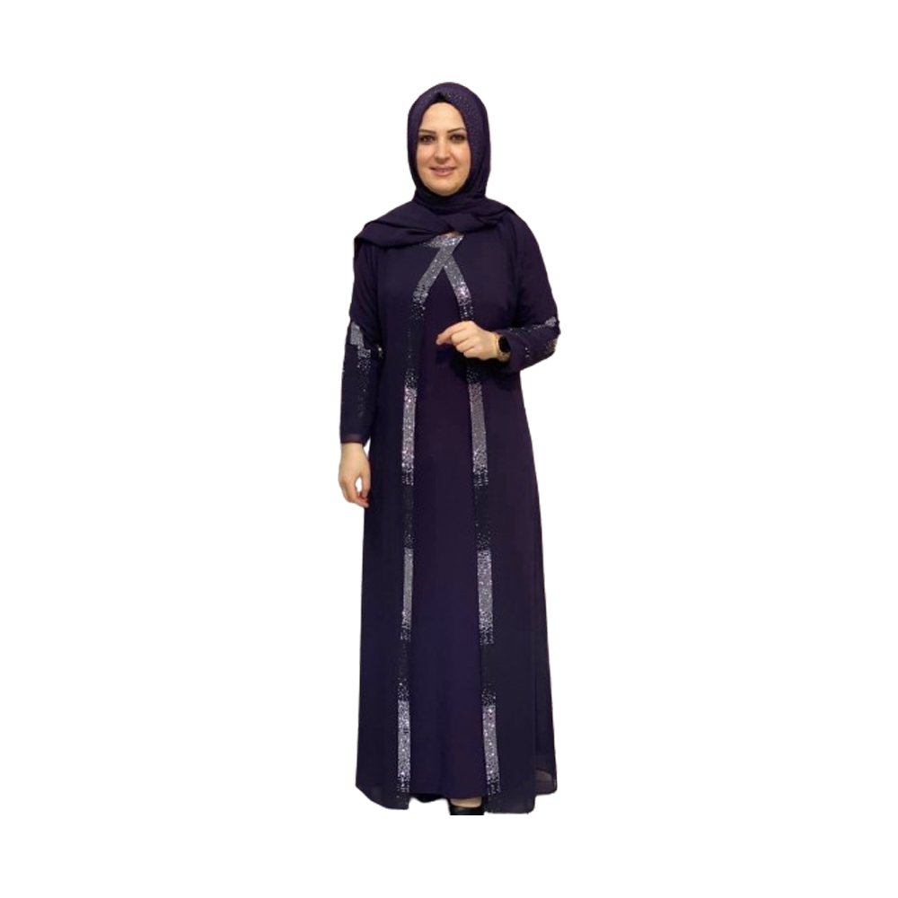 Dubai Cherry Abaya Borkha With Hijab For Women - Purple - BK-K46