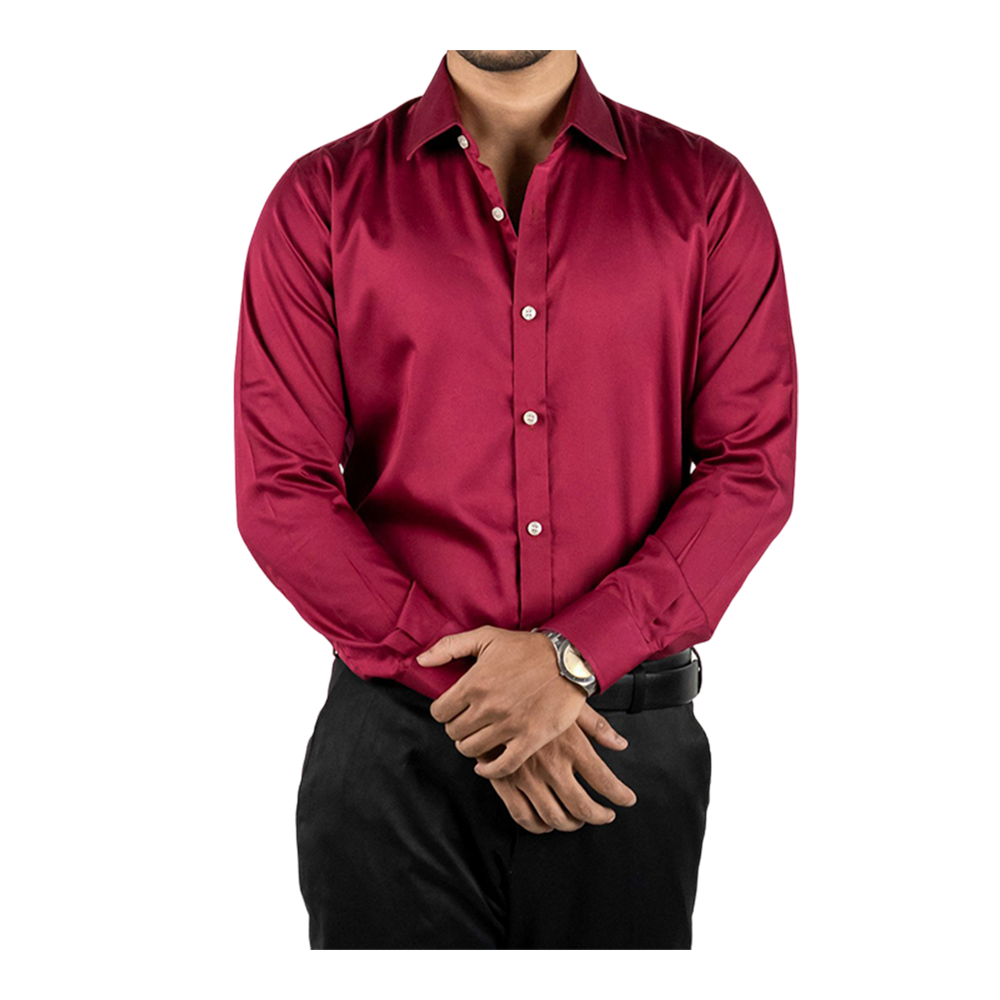 Fine Cotton Full Sleeve Casual Shirt for Men - Maroon - EX02