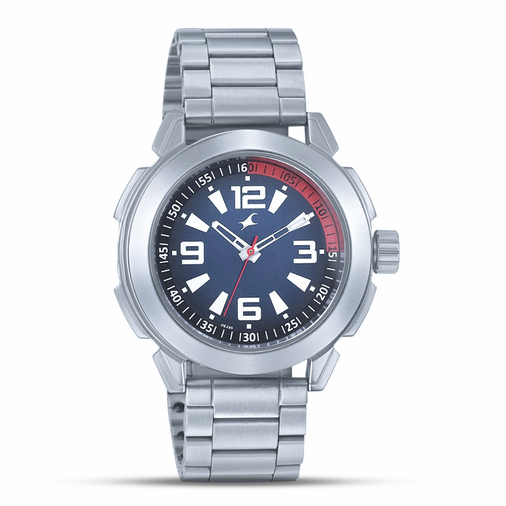 Fastrack Men Blue Dial Stainless Steel Watch - Silver 