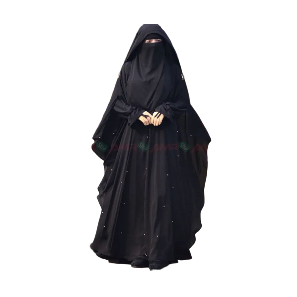 Dubai Cherry Georgette Abaya Burka For Women - Black