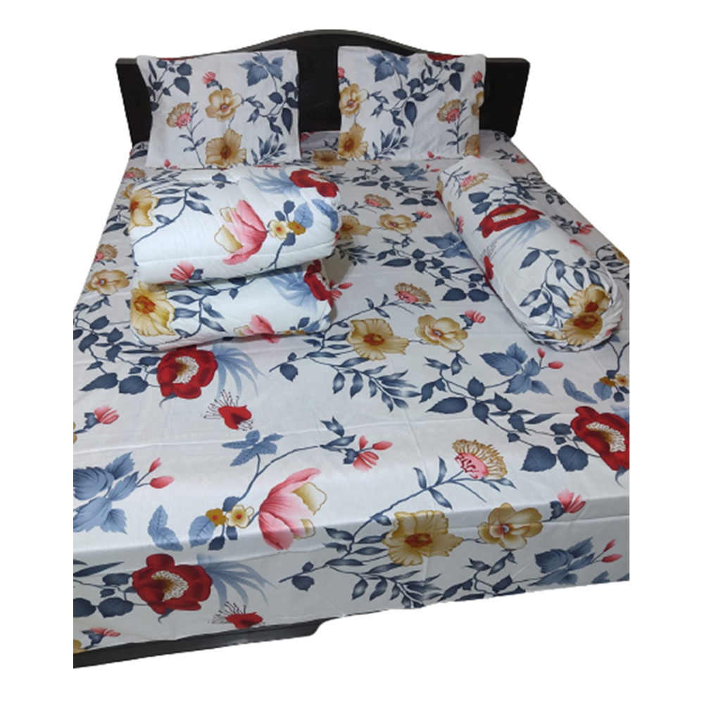 Twill Cotton King Size Five In One Comforter Set - Multicolor - CMT-01