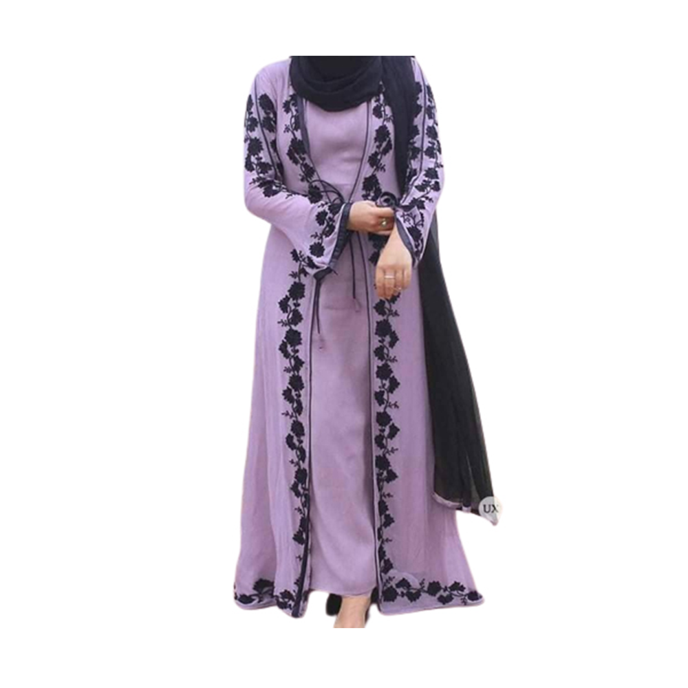 Dubai Cherry Embroidery Koti Burka For Women - BK-K16 - Purple