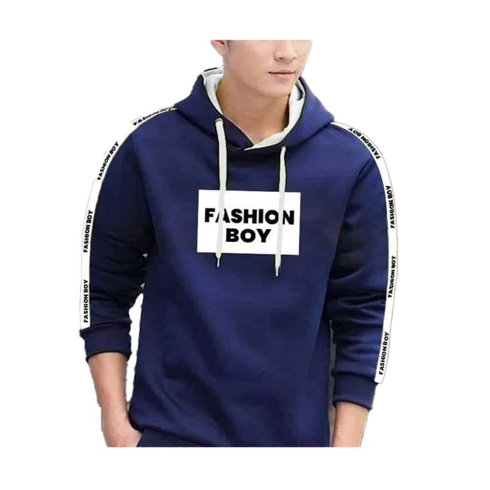 Stylish Hoodie Jacket - H-01 - Navy Blue And White