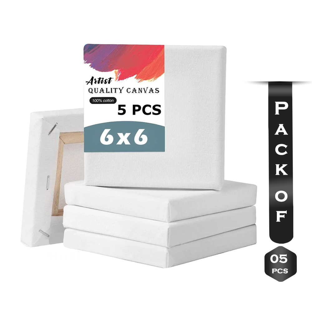 Papertree Premium White Canvas - 6X6 Inch – 5 Pcs