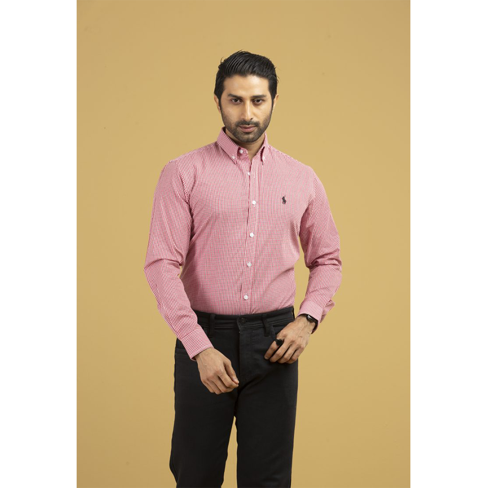 Cotton Full Sleeve Casual Shirt for Men - Red And White - SCK-04