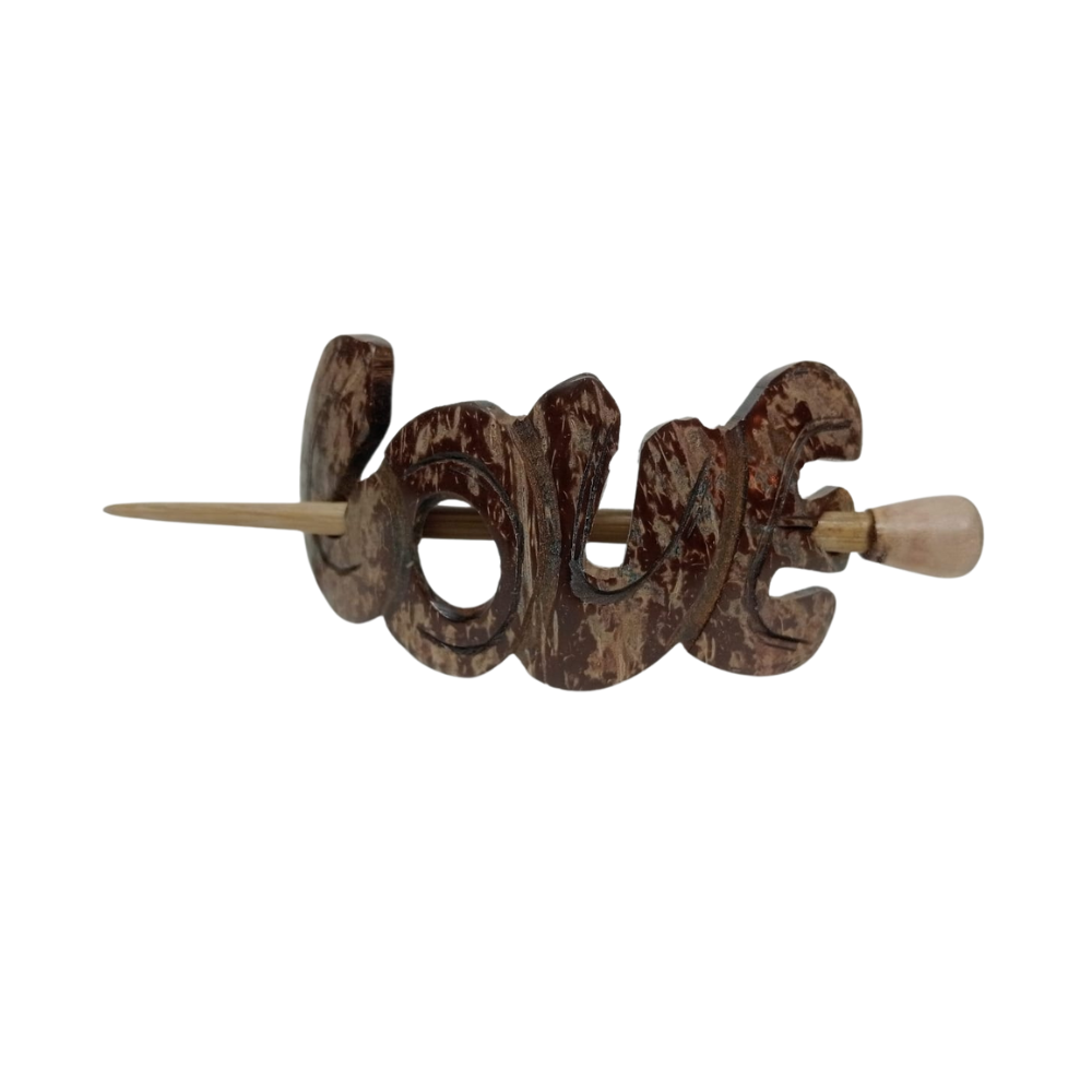 Coconut Shell Hair Pin - Brown - OR00013