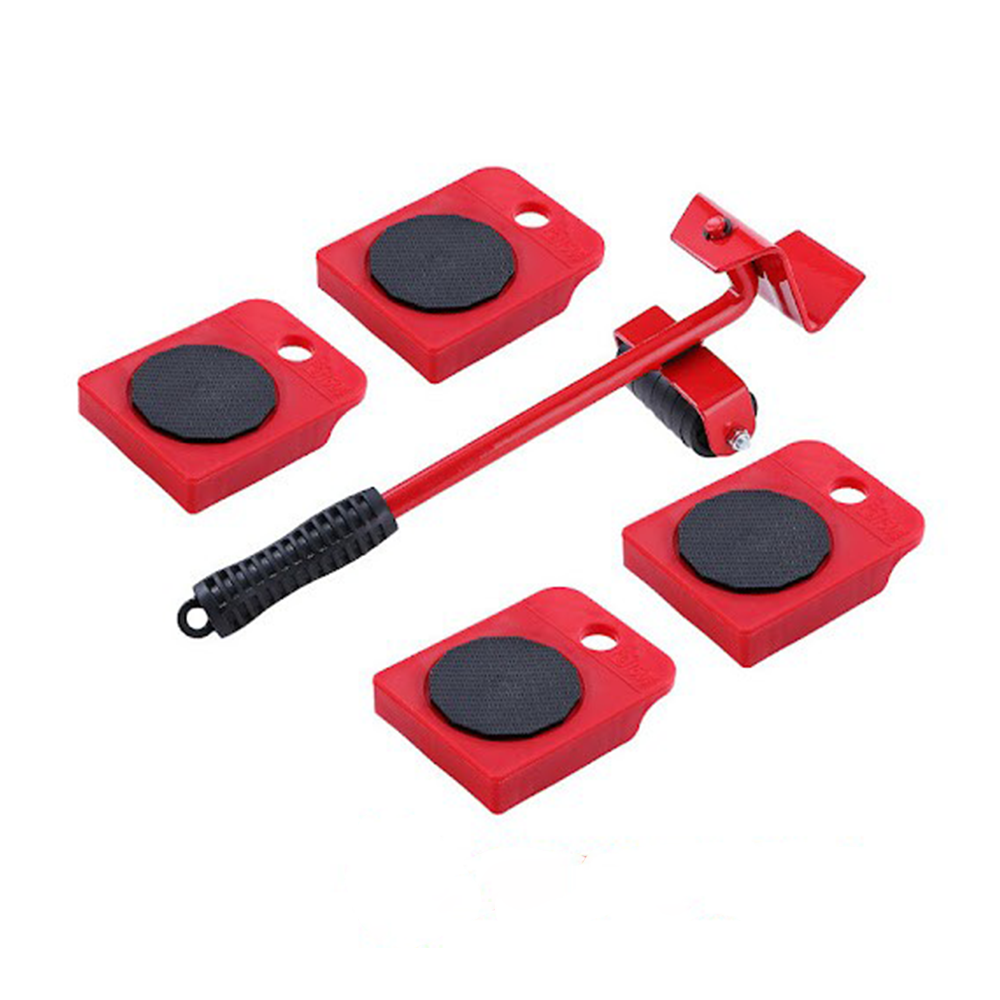 Furniture Transport Roller Set - 5 Pcs - Red and Black