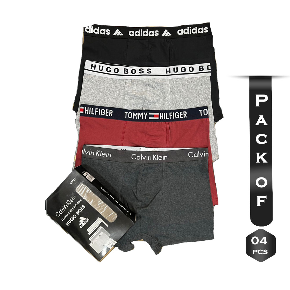 Pack Of 4 Pcs Cotton Boxer Underwear for Men - Multicolor