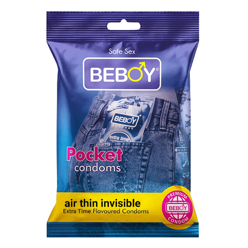 Beboy Extra Time Air Thin Invisible Condom - Mango Flavour - 3Pcs