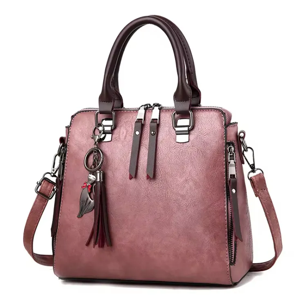 PU Leather Vintage Designer Hand Bag for Women - Multicolor 