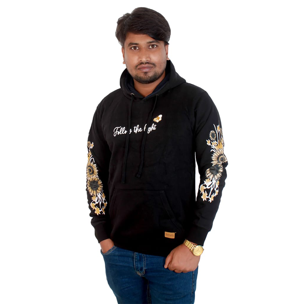 Cotton Hoodie For Men - Black - H-287