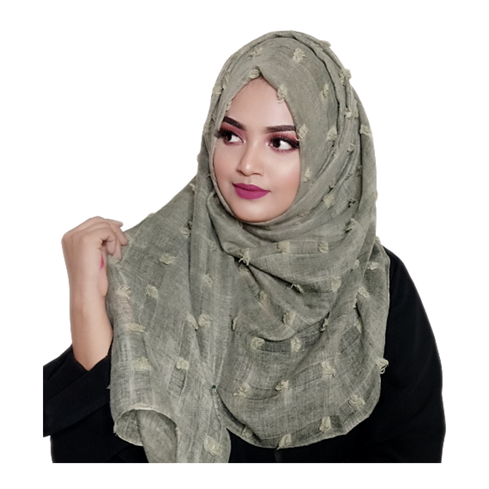 Soft Cotton Comfort Dotted Hijab For Women - Gray