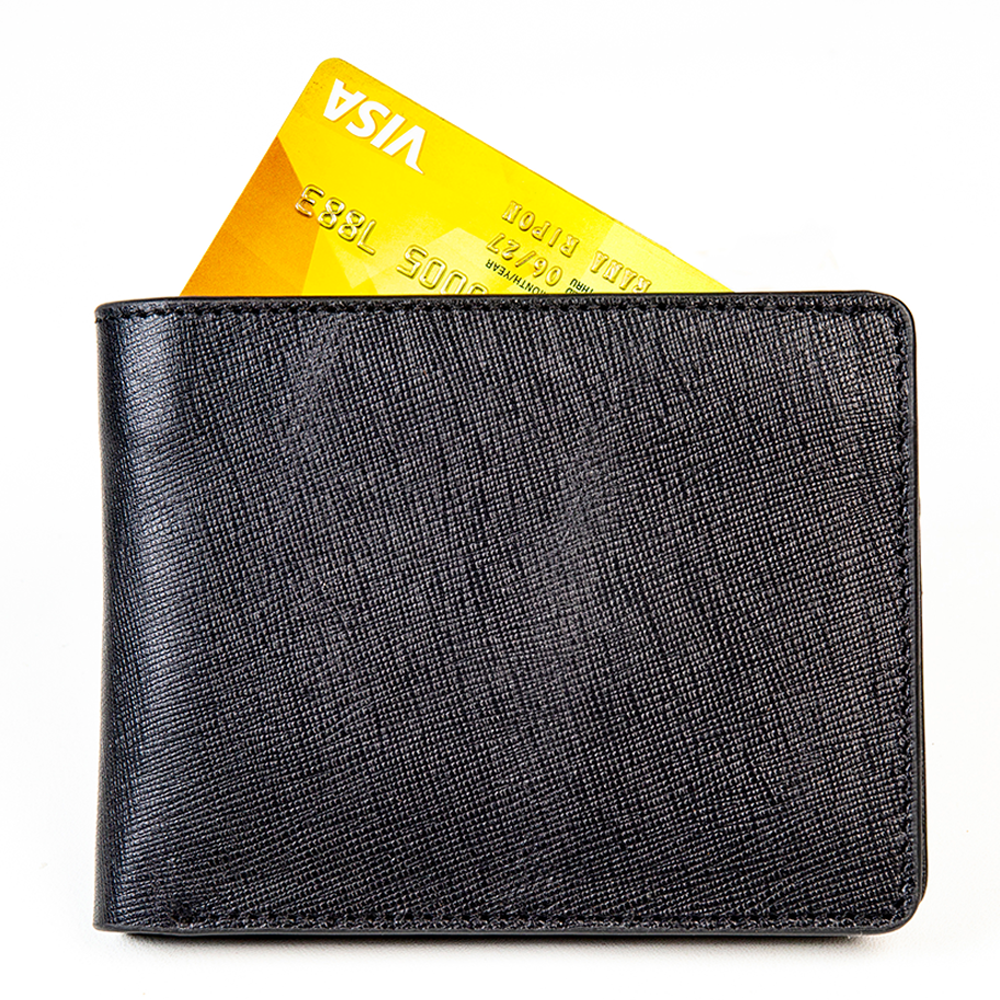 Leather Wallet For Men - Black - W003