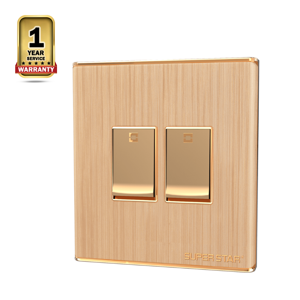 Superstar Kito 2 Gang 1 Way Switch - Gold