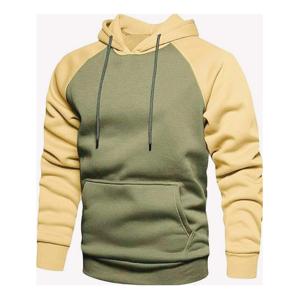 Cotton Hoodie For Men - Olive and Gray - H-212