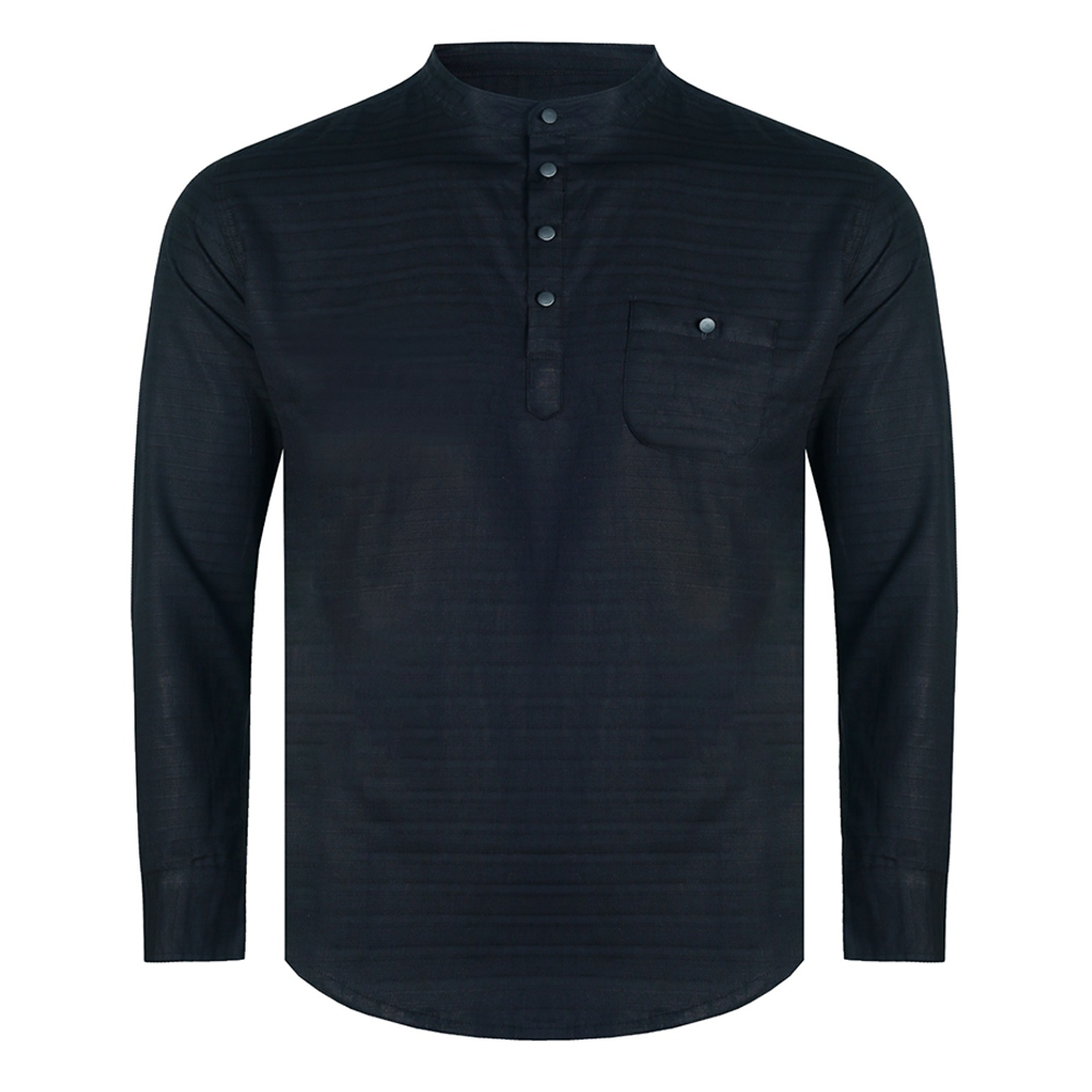 Cotton Full Sleeve Katua For Men - Black - OP218