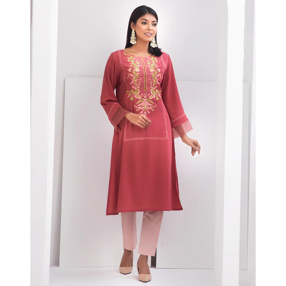 Cherry Georgette Kurti for Women - Blush - 1222-000093