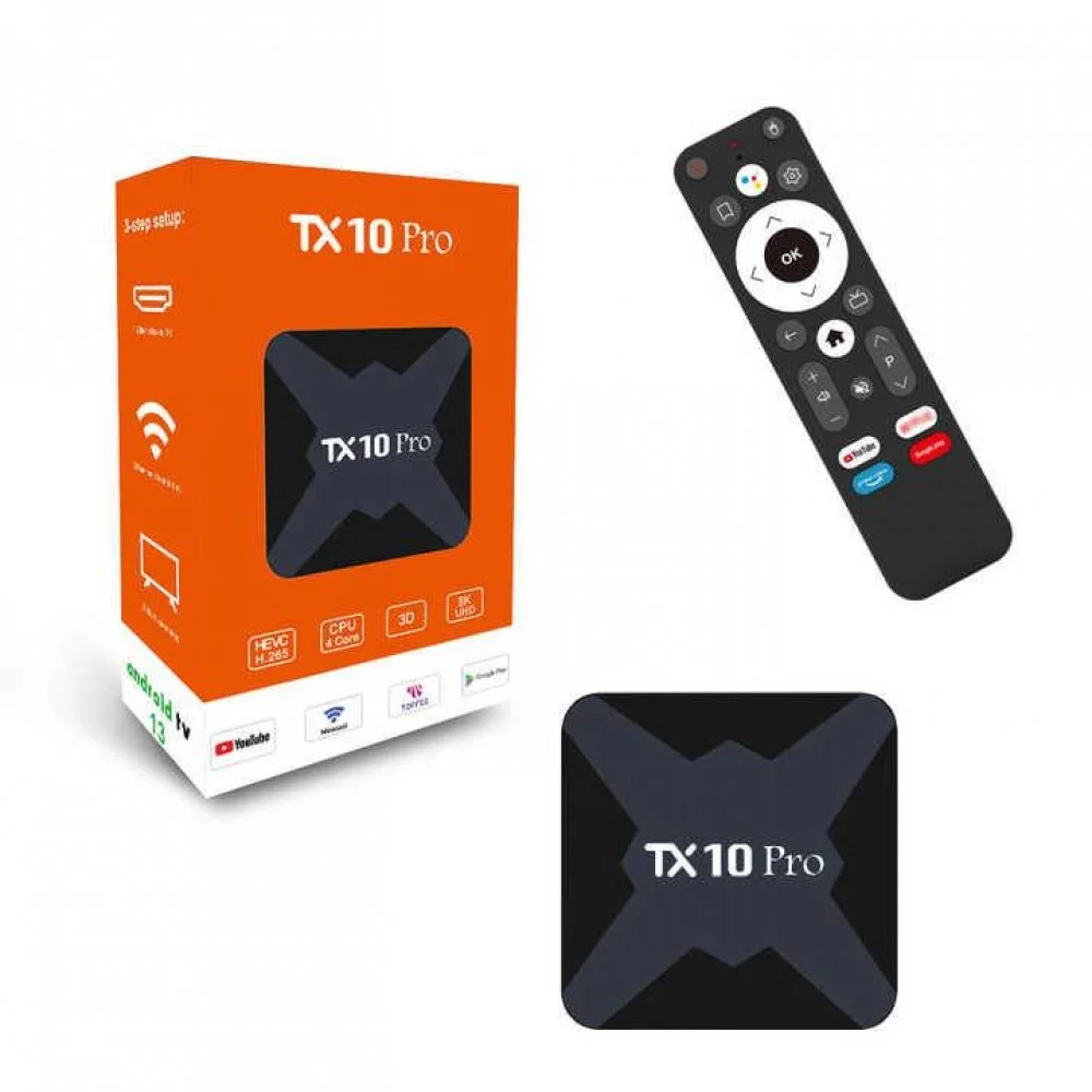  Tx10 Pro 8K Android TV Box With Voice Control Remote - Black 