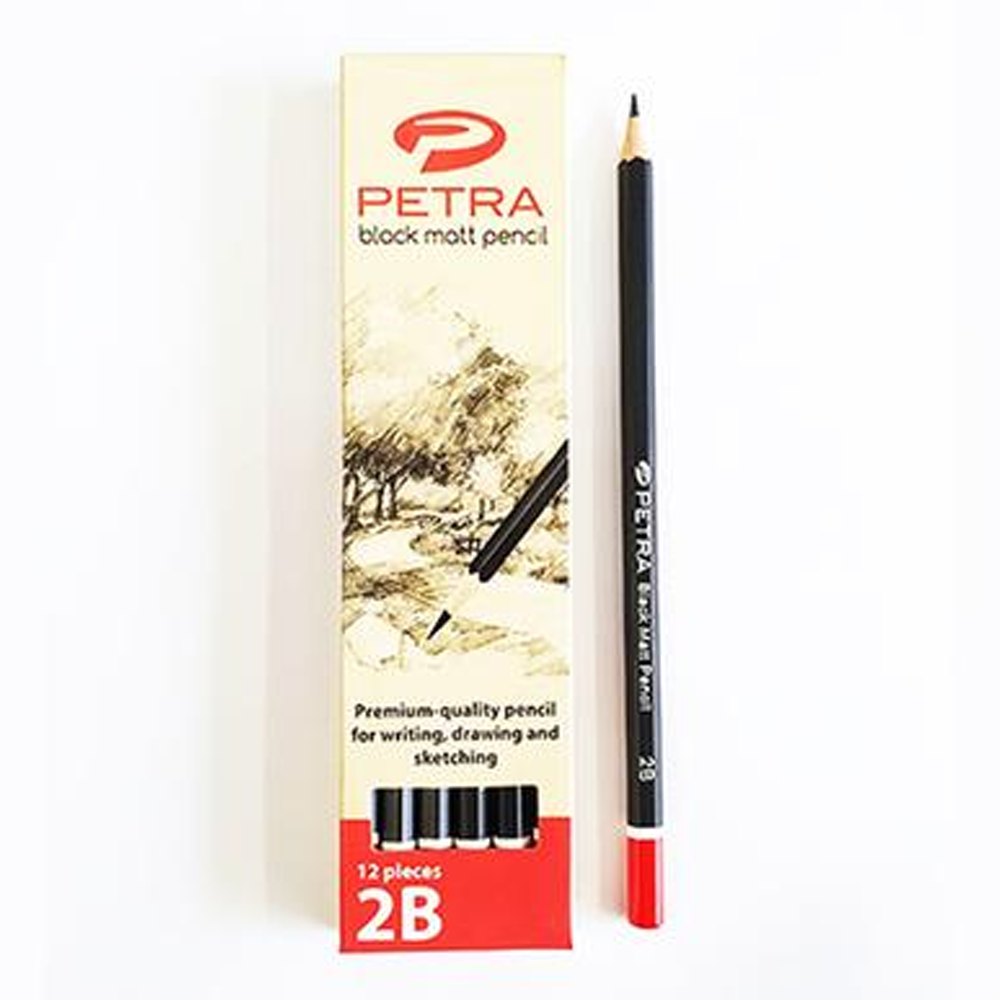 Petra Black Matt Pencil - 2B - 12 Pcs