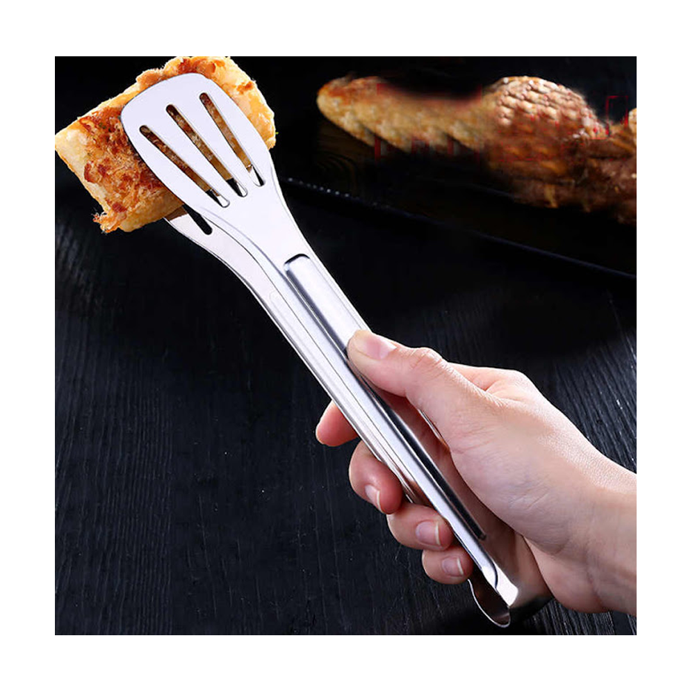 Stainless Steel Food and Kitchen Tongs - Silver