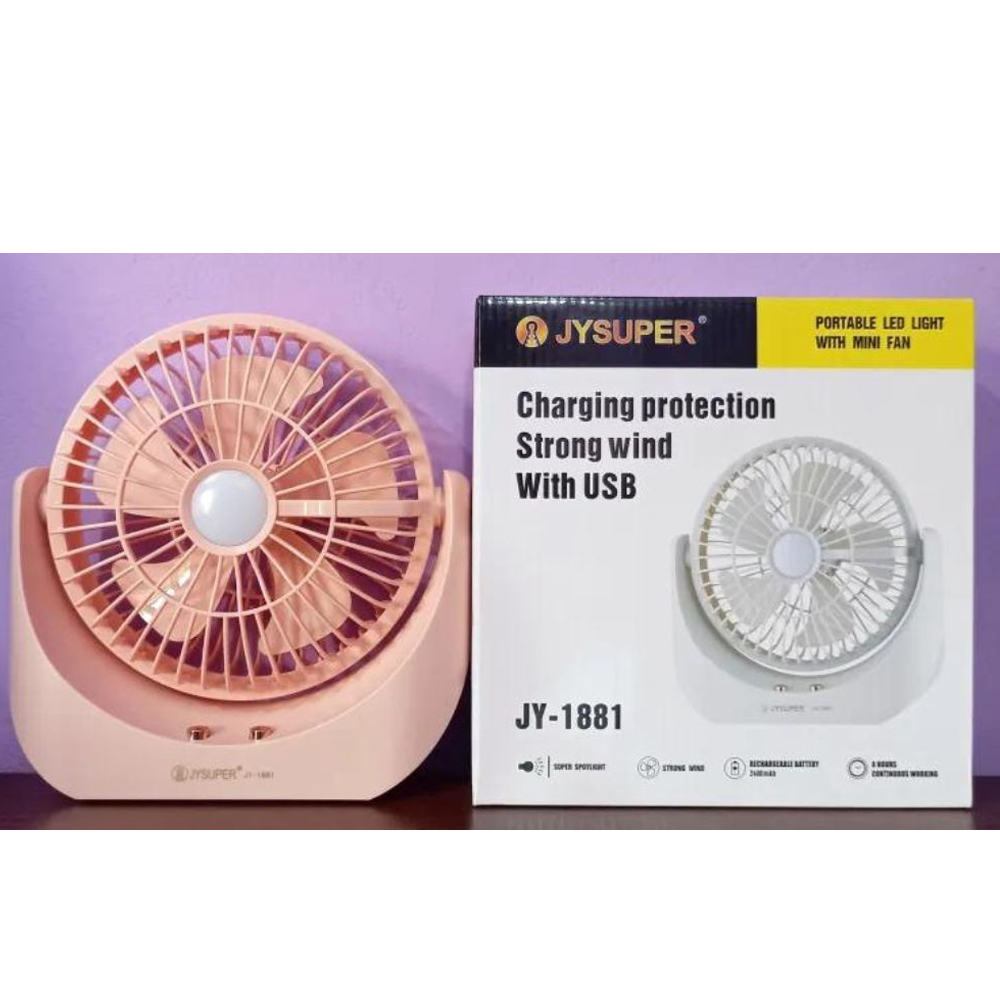 JYSUPER JY-1881 Portable USB Mini Fan With LED Light - Multicolor