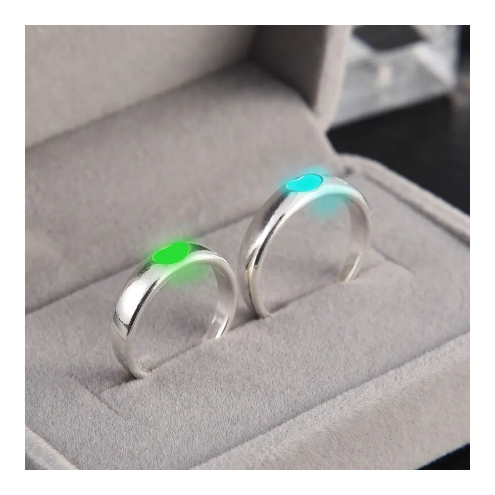 Combo of 2 Pcs Alloy Luminous Adjustable Couple Rings