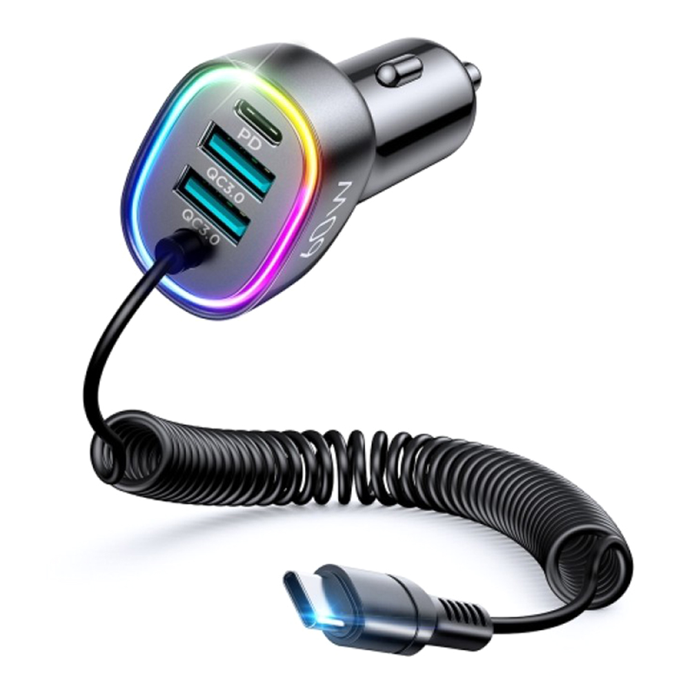 Joyroom 4 In 1 CL-19 Car Charger With Type-C Data Cable - 60W - Black