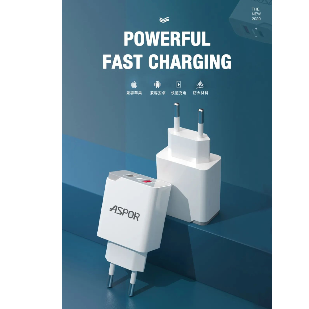 Aspor A822 Smart Fast Charging Home Charger - White