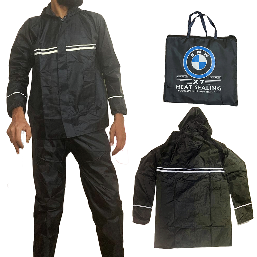 Nylon Waterproof Raincoat - Black