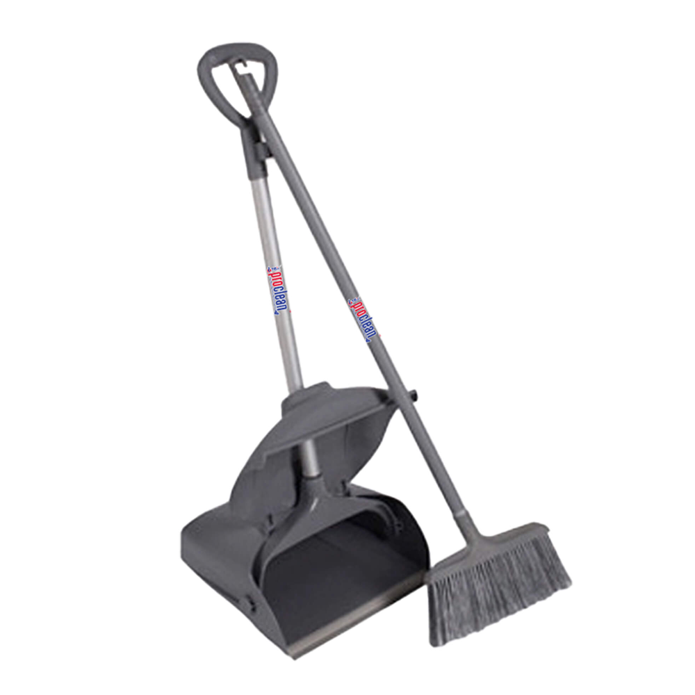 Long Handle Broom With Windproof Dustpan - Black - SB-1251