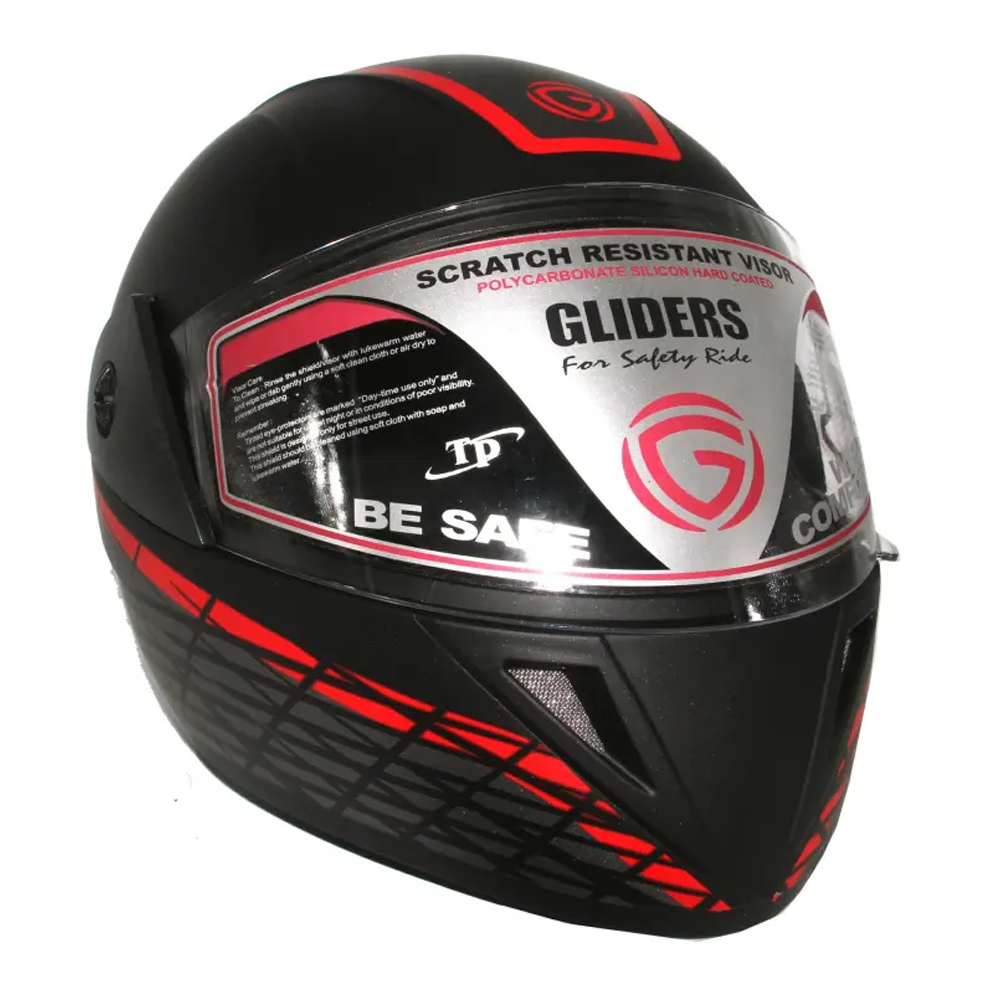 Gliders Jazz DX Full Face Bike Helmet - M Size - Red and Black