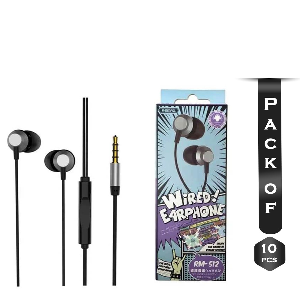 Pack of 10 Pcs Remax RM-512 Wired Music Earphone
