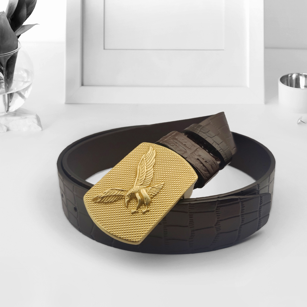 Leather And Metal Belt for Men - Black