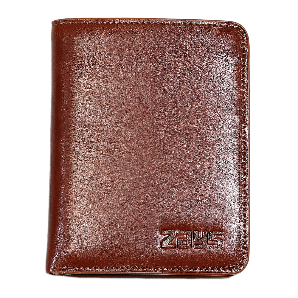 Zays Premium Oil Pull Up Leather Short Wallet for Men - Deep Brown - WL44
