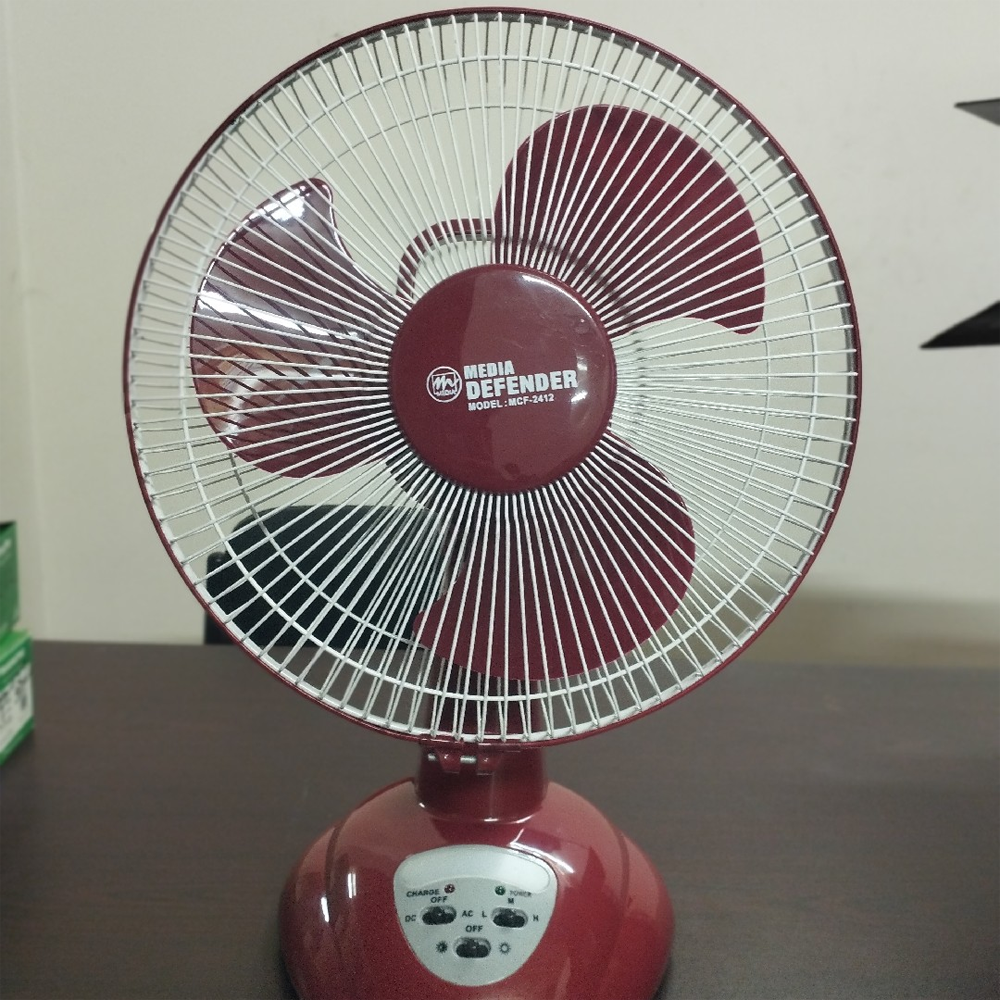 Media Defender Rechargeable Desk Fan - Maroon - 2412