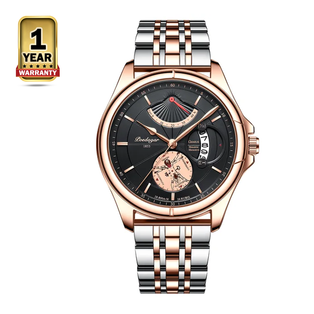 Poedagar 802 CH Stainless Steel Wrist Watch For Men - Gold Black