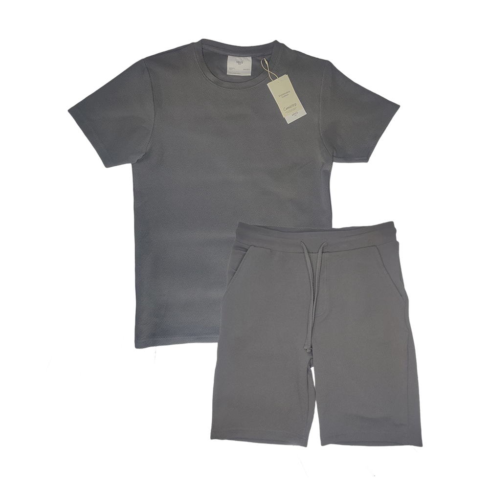 Sustainable Cotton Half Sleeve T-Shirt and Shorts For Men - Gray