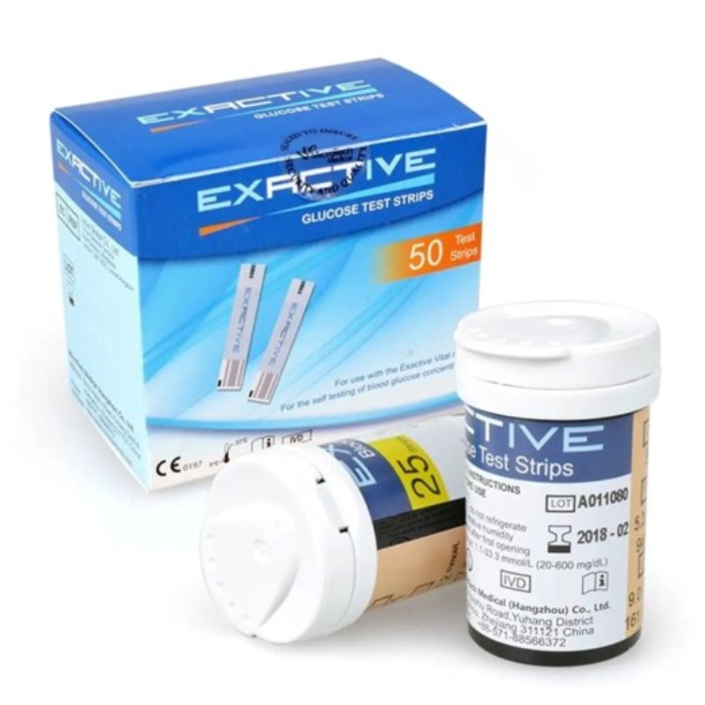 Exactive Vital Blood Glucose Test Strips 50Pcs